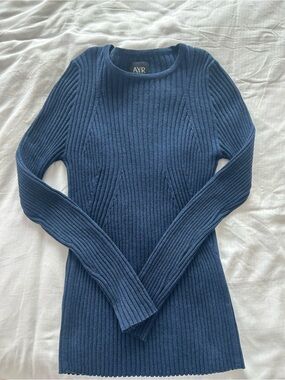 AYR Deep Navy Ribbed Scoop-Neck Sweater